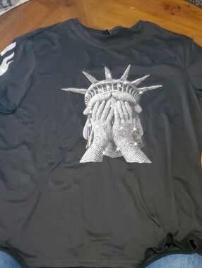 NFINITY Black Short Sleeve Tee with Silver Statue Graphic